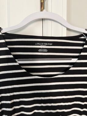 A Pea in the Pod Black and White Striped Maternity Tee